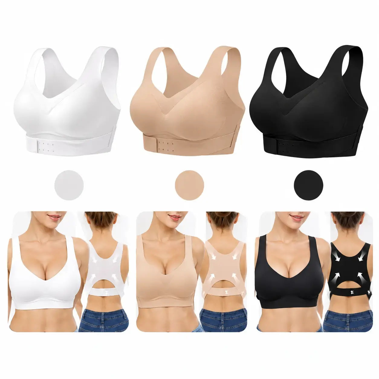 【✨Kupite 1, dobijte 2 gratis - paket od 3】Žensko donje rublje za oblikovanje tijela, ispravlja liniju leđa💋