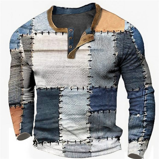 🌴🌈 [Venta por tiempo limitado] 👔 [S-4XL] Polo de manga larga con estampado para hombre