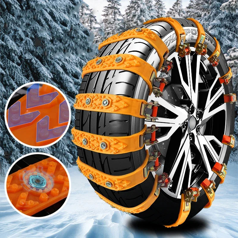 🔥🚗【Paquete de 4, Herramientas de instalación incluidas】🔥 Cadenas de nieve, Cadenas de nieve de emergencia universales para neumáticos de automóvil