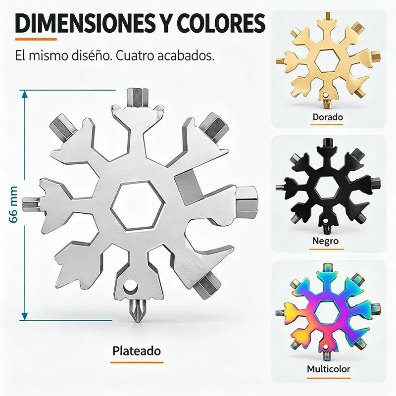 【4 piezas 27€】❄️Llave multiherramienta portátil Viral 18 en 1 con diseño de copo de nieve, fabricada en acero inoxidable.