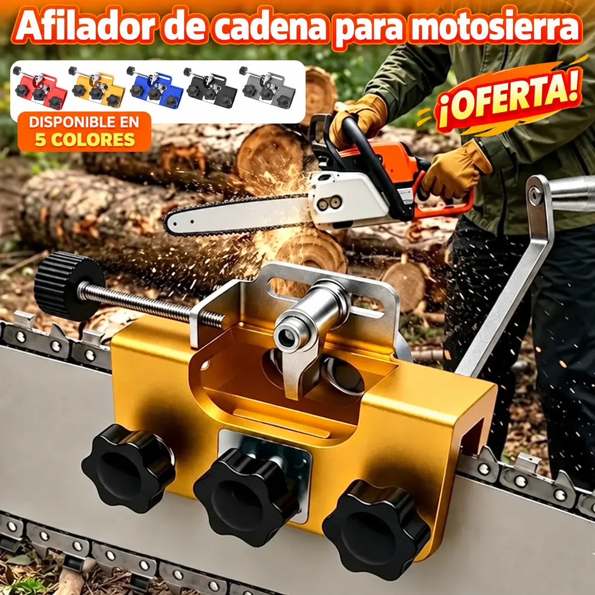 Afilador Profesional de Cadena para Motosierra｜Afilado Rápido y Preciso, Compatible con la Mayoría de Motosierras⚙️