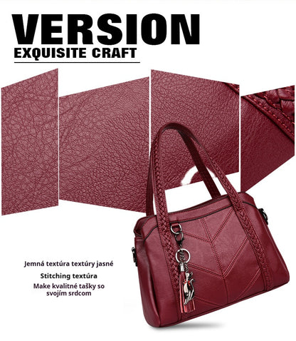 【🔥Horúci výpredaj🔥 Model 2025】Módna taška z hovädzej kože, trojvrstvová veľká kapacita, mäkká a pohodlná koža