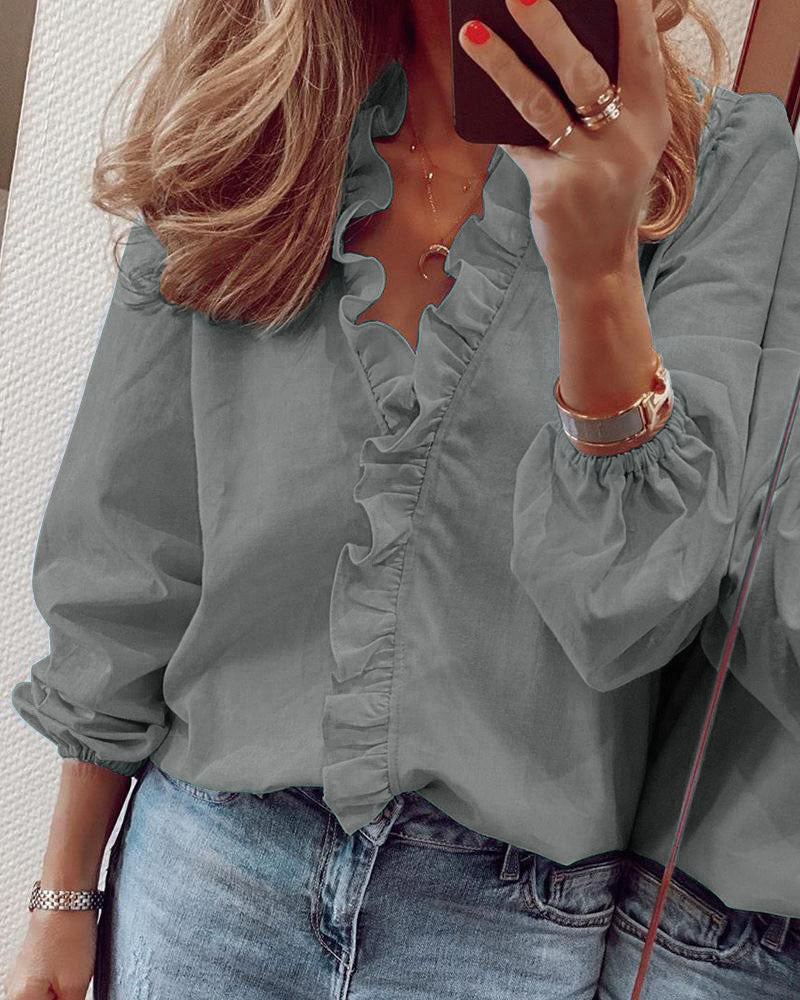 🍄🌼【S-5XL】¡Promoción de novedades de primavera 2026! 【Encanto primaveral】Blusa con volantes para mujer: suave y cómoda