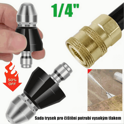 👨‍🦯【krátký+dlouho-Dvoudílná sada】Čisticí nástroj s vysokotlakou tryskou pro domácí kanalizační potrubí