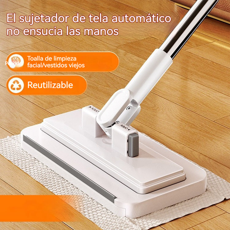 🔥【Set de 4】Trapeador multifuncional con clip de tela, nuevo trapeador doméstico que no requiere lavado