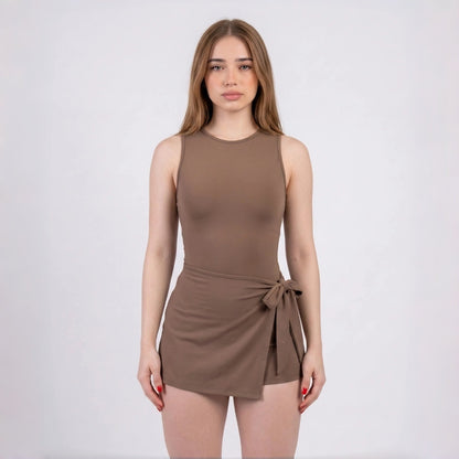 Vestido mono básico sin mangas para mujer, estilo deportivo informal de verano.