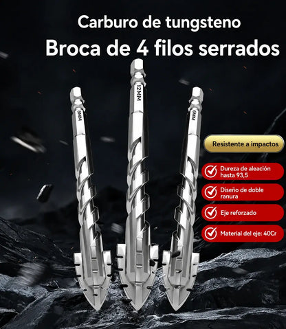 🥇【3+4+5+6+8+10+12mm】Broca excéntrica de acero de tungsteno superduro de séptima generación con borde dentado