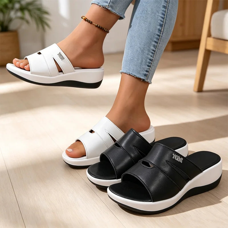 -50%🖤Las elegantes sandalias de plataforma están hechas de cuero natural y adornadas con pedrería.