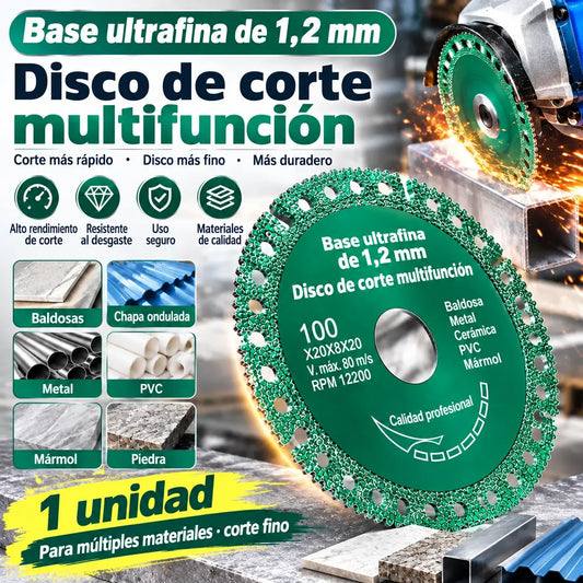 【2 productos por 27 €】Disco de corte compuesto multiusos para amoladoras angulares, apto para azulejos, chapas de acero para tejados, metal, PVC, piedra sinterizada y mármol.
