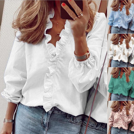 🍄🌼【S-5XL】¡Promoción de novedades de primavera 2026! 【Encanto primaveral】Blusa con volantes para mujer: suave y cómoda