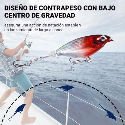 🔥【5 piezas】Señuelo de Superficie Profesional con Hélice Giratoria de 360°