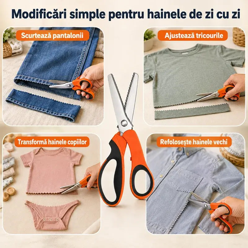 👗✂️ Škare za krojače s ukrasnim rubom – profesionalne za cik-cak i valovito rezanje | Savršene za tkanine, patchwork i DIY projekte