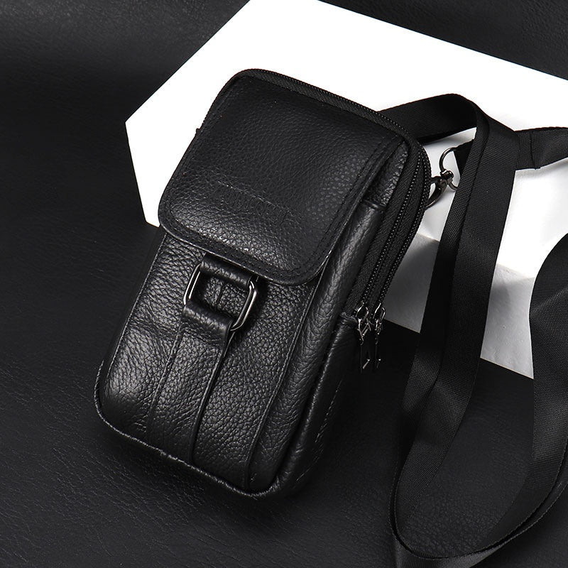 👍👍Riñonera de cuero genuino para hombre - 7.2 pulgadas