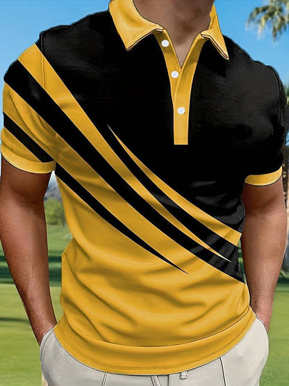 ¡NUEVA TENDENCIA! [S-6XL] Camisa Polo para Hombre Slim con Rayas 3D | Estilo Casual Básico