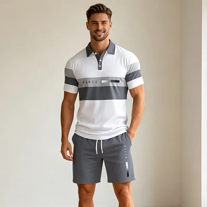 ✨Colección Verano 2026✨ Conjunto de polo y pantalón corto para hombre 🏝️ ¡Estampado digital 3D moderno