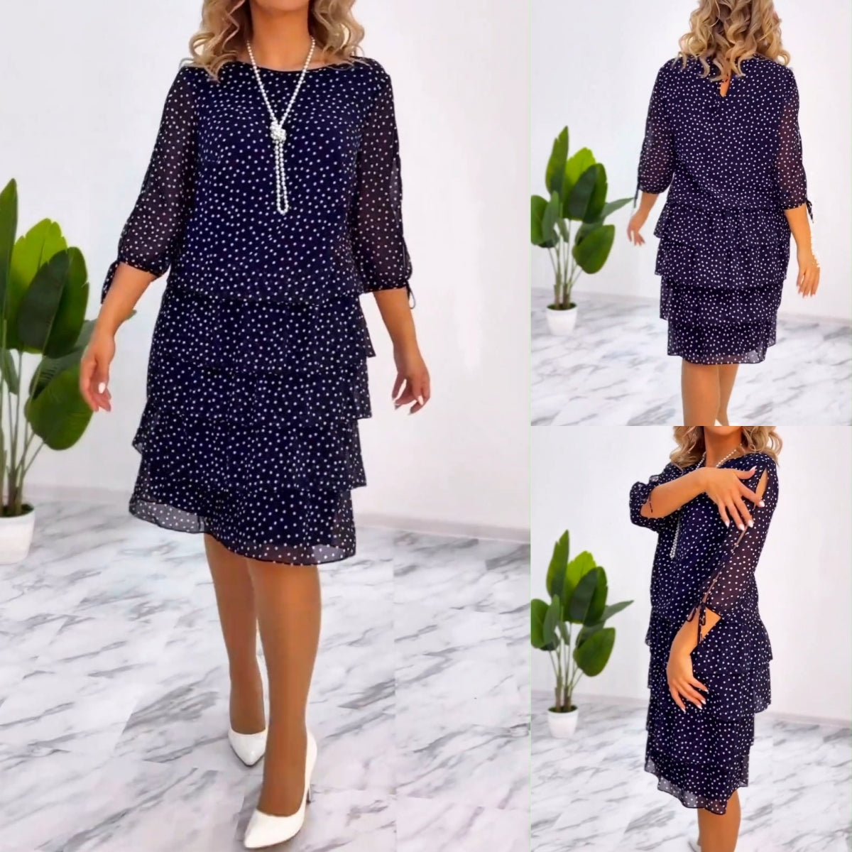 🥰[S-5XL] Nové elegantné bodkované voľné šaty  3738530