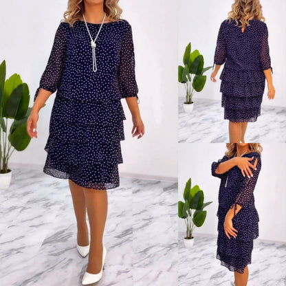 🥰[S-5XL] Nové elegantné bodkované voľné šaty  3738530