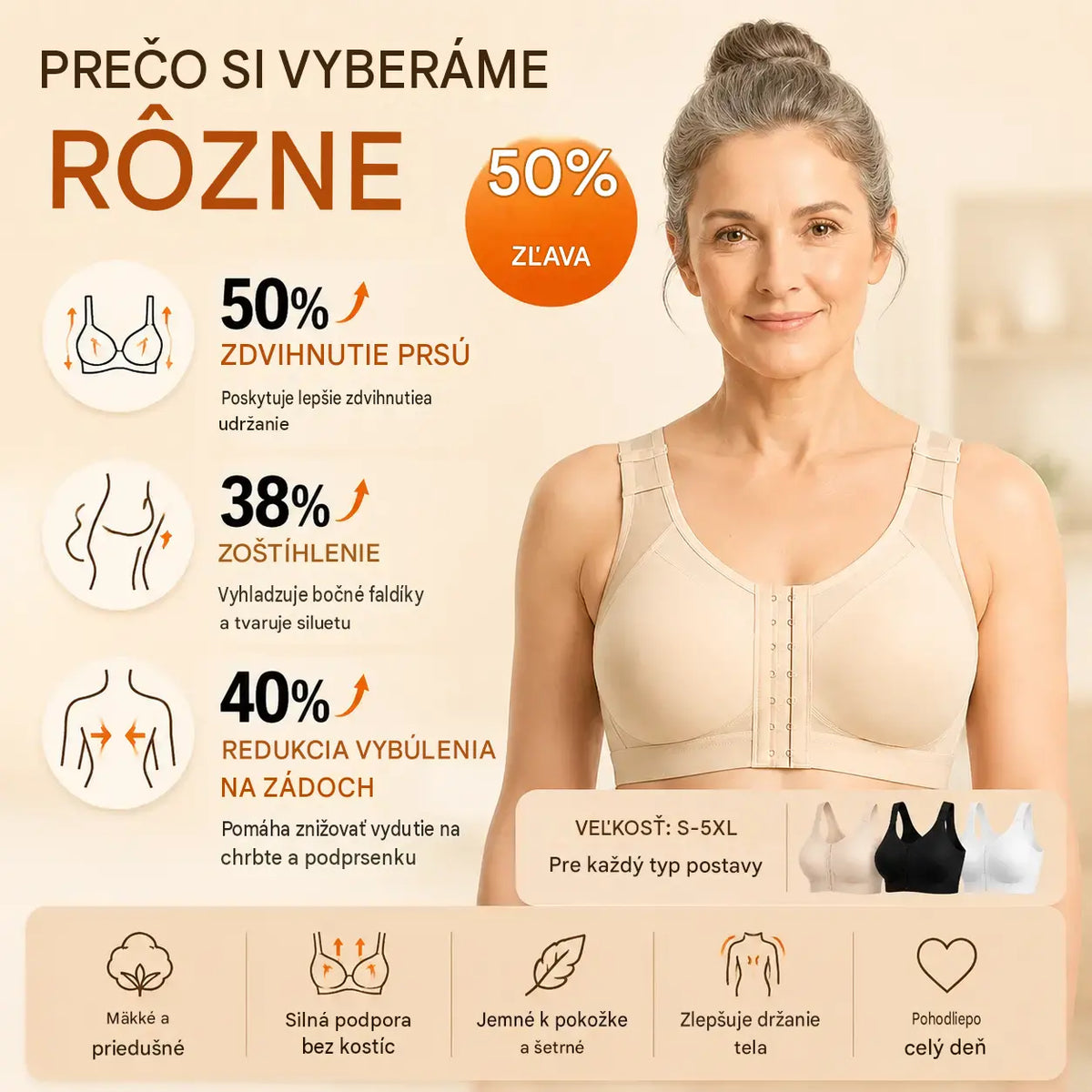 🔥Kúpte 1 a získajte 2 zadarmo 【S-5XL】【3 kusy】Dámska priedušná neelastická športová podprsenka