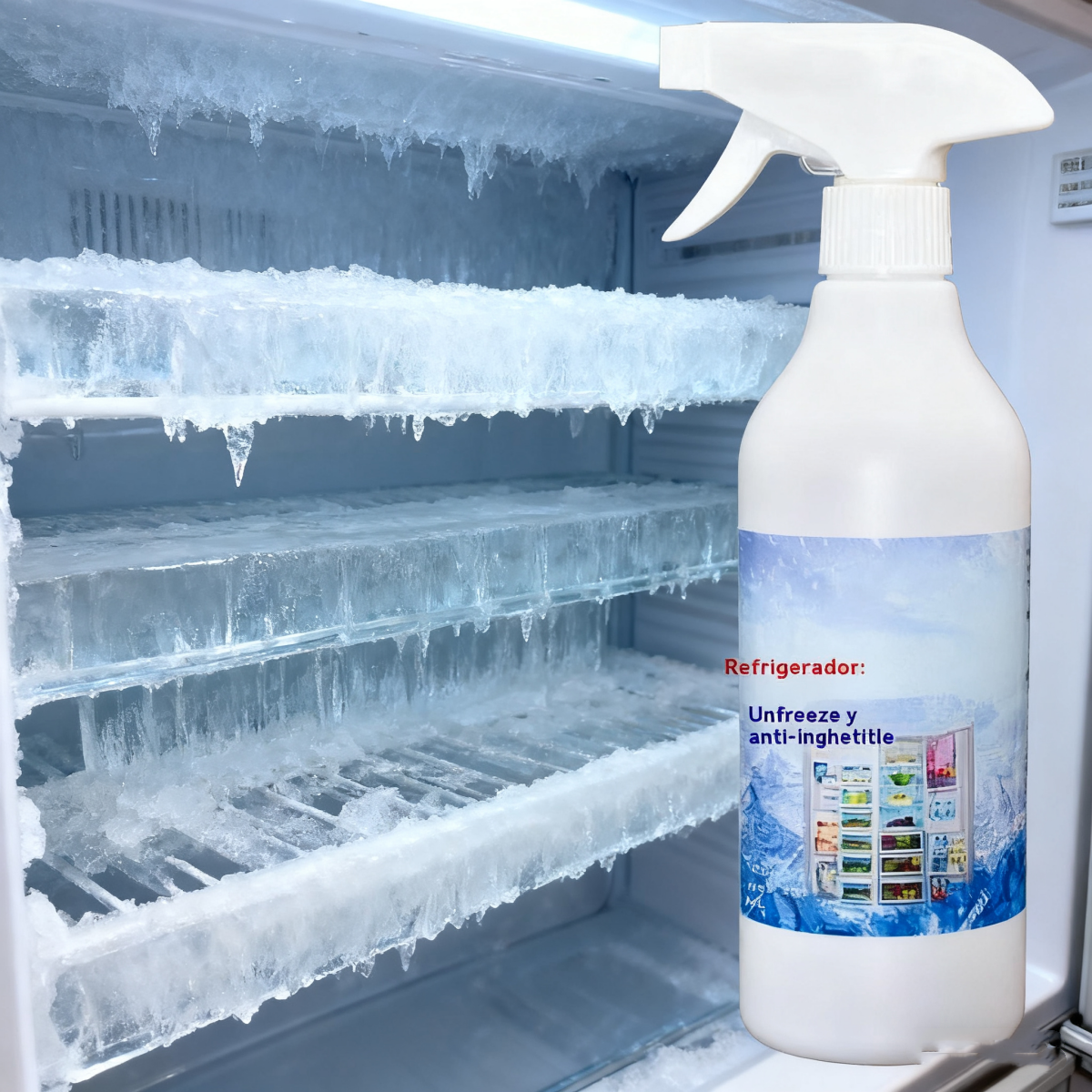 🧊【2 butelki】600 ml – Spray do rozmrażania lodówki i zamrażarki