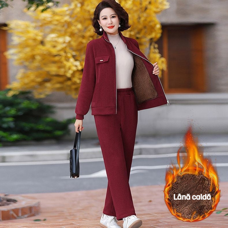 🔴💥【M-4XL】Conjunto deportivo casual para mujer de nueva moda de primavera y otoño, con diseño elegante, holgado, cálido y grueso de dos piezas.