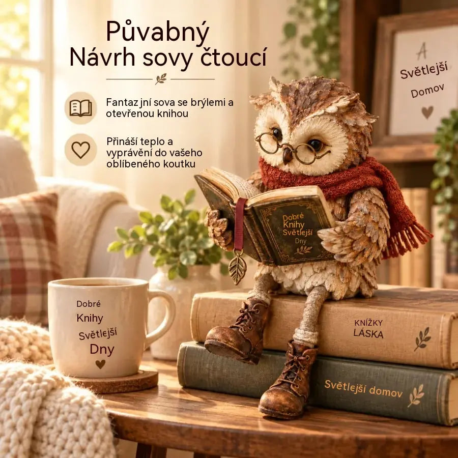 Zľava 50% po obmedzenú dobu!  Rozkošná figúrka sovy, ktorá číta