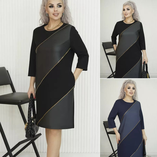 【S-5XL】🍁Nové jesenné farebné blokové pohodlné šaty 3741581