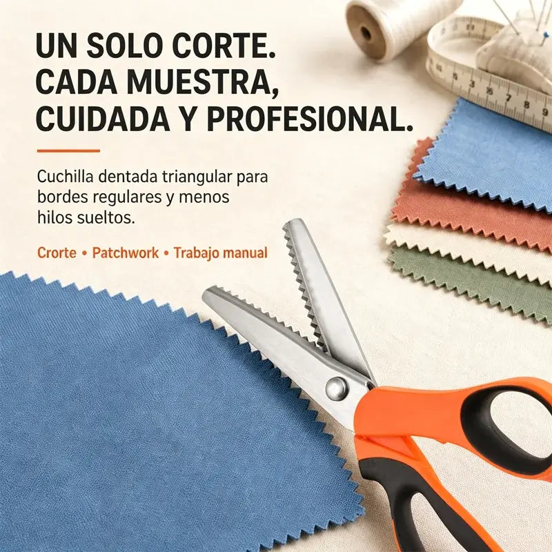 👗✂️ Tijeras de sastre con borde decorativo – Profesionales en corte zigzag y ondulado | Perfectas para telas, patchwork y proyectos DIY