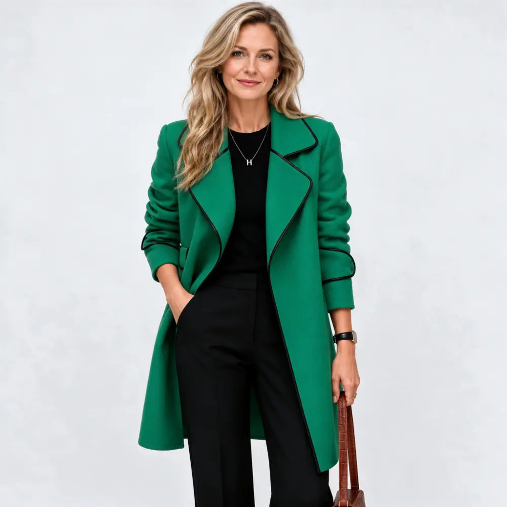 😊👩【50 % popust】【M–4XL】Nov jesensko-zimski plašč/jakna v korejskem slogu – obojestranski kašmir, srednja dolžina