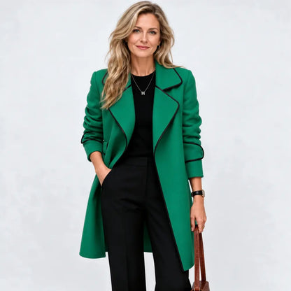 😊👩【50 % popust】【M–4XL】Nov jesensko-zimski plašč/jakna v korejskem slogu – obojestranski kašmir, srednja dolžina
