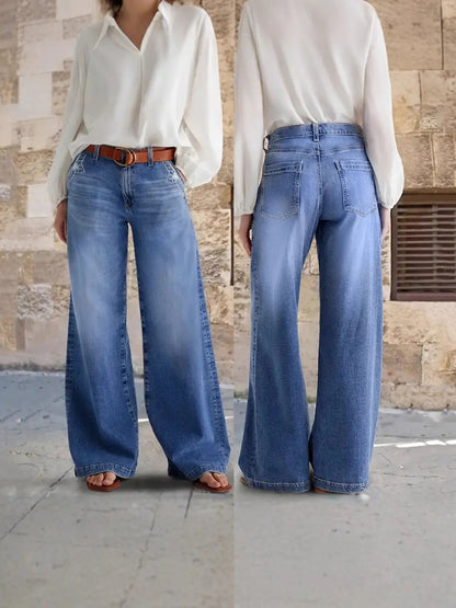 【S-2XL】50% de descuento + Envío gratis✨ Jeans de mujer estilo vintage de talle alto y pierna ancha