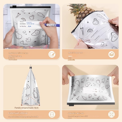 🥩【30】Bolsa de papel de aluminio de grado alimenticio con cierre de cremallera para conservar la frescura, apta para refrigerador doméstico