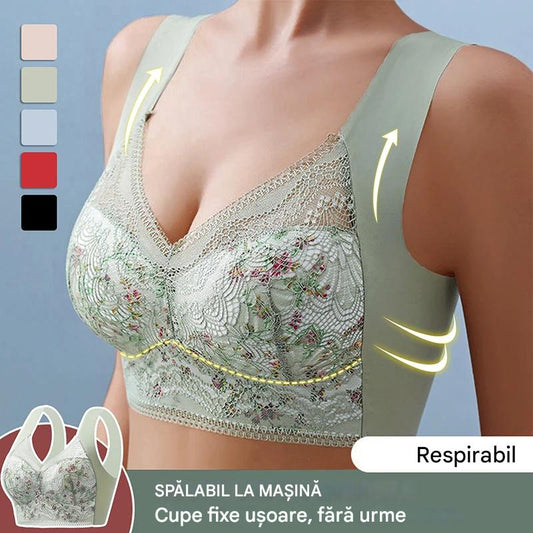 🔥🔥【Cumpărați 3, primiți 3 gratuit】【3/6 buc】💕🎁【40kg-100kg】Sutien de mărime mare din mătase de gheață fără cusături, respirabil și reglabil