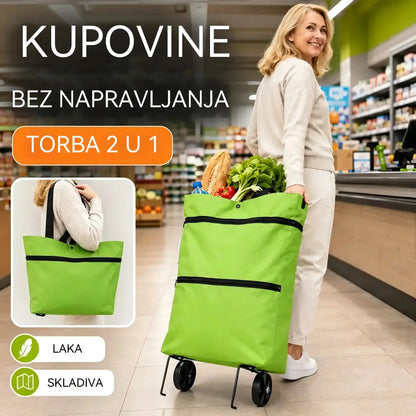 1 jedinica za 27 eura [Najprodavaniji proizvod] 🛒♻️ Sklopiva torba za kupovinu / ruksak 2 u 1, lagana torba za kupovinu / kolica