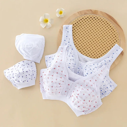 【4-dijelni set -50%】 4-dijelni set donjeg rublja od čiste pamuka u stilu malog topa za žene srednje i starije dobi, plus size