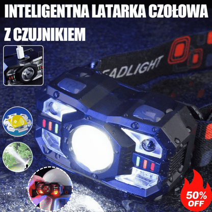 💡🌟【Gorąca sprzedaż】🔥🔥Inteligentna lampa indukcyjna o długim czasie pracy baterii, montowana na głowie, nocna latarka wędkarska
