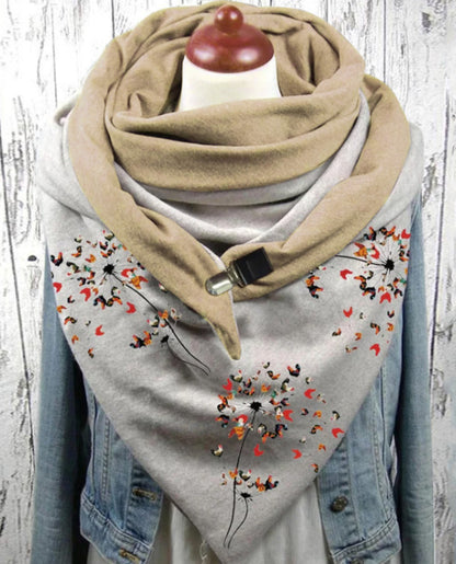 💝 【Zľava 42 %】Teplá bavlnená šatka s potlačou a gombíkmi na jeseň a zimu