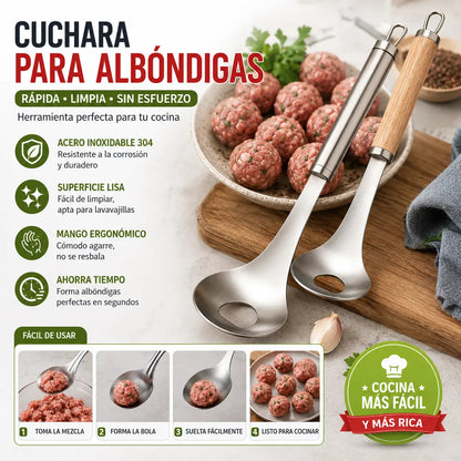 🍖 【2 piezas】Molde para albóndigas de acero inoxidable 304 – ideal para hacer albóndigas de carne y de pescado, perfecto para cocinar en casa 🥄