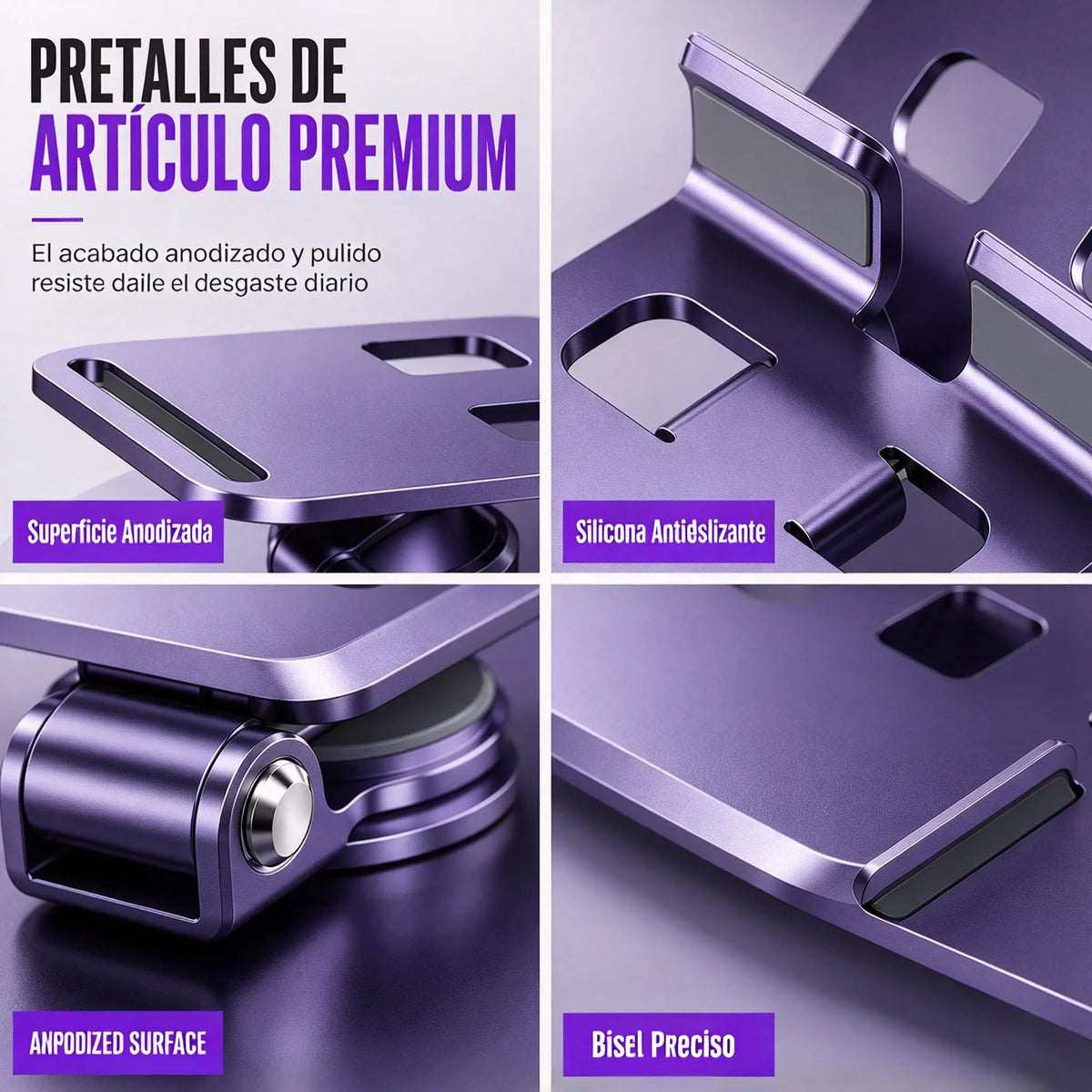 📢📢 50 % de descuento ✨ Soporte premium para teléfono móvil, totalmente metálico – base de escritorio con rotación de 360°