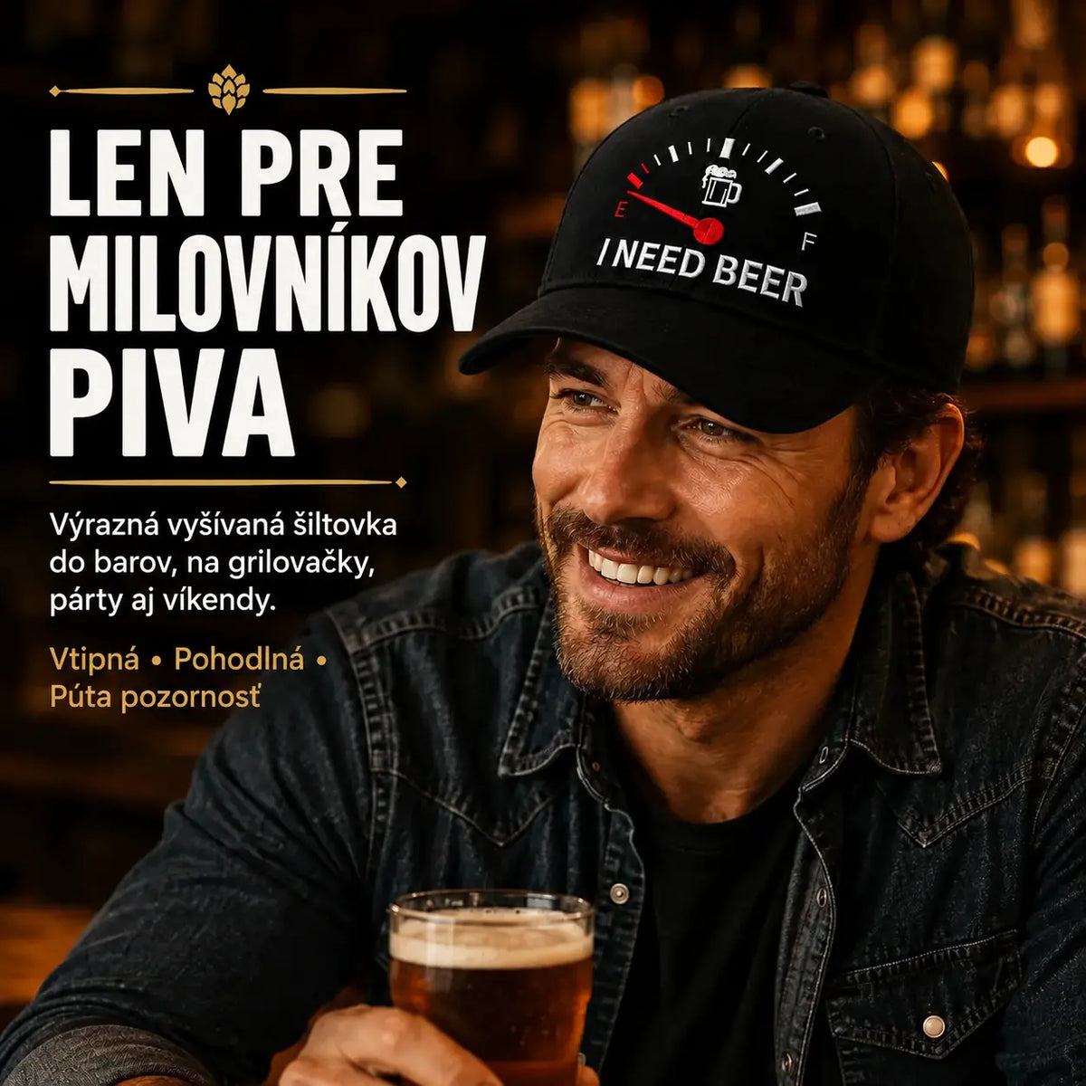 🔥 Posledný deň na zľavu 50 % – 🍺 Vyšívaná šiltovka „I NEED BEER“ – Unisex pamätná šiltovka 🧢