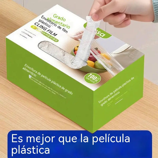 Extra grueso, paquete de 4 cajas (400 piezas)-29€-Cubiertas elásticas antibacterianas para alimentos; bolsas desechables de grado alimentario para almacenamiento en cocina o refrigerador.