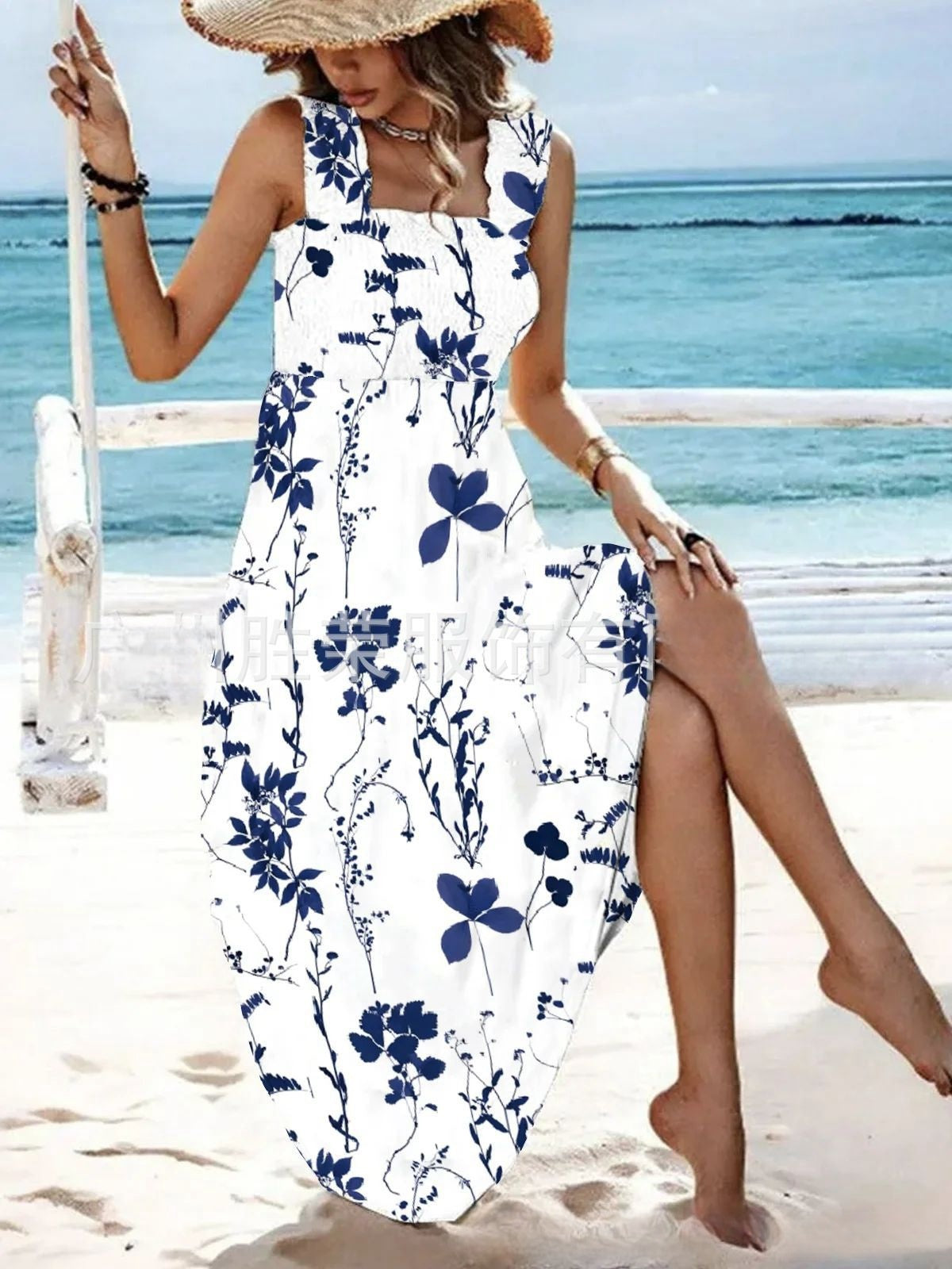 🏖️【S-3XL】🌈2024 nové letné šaty s potlačou na ramienka 3688507