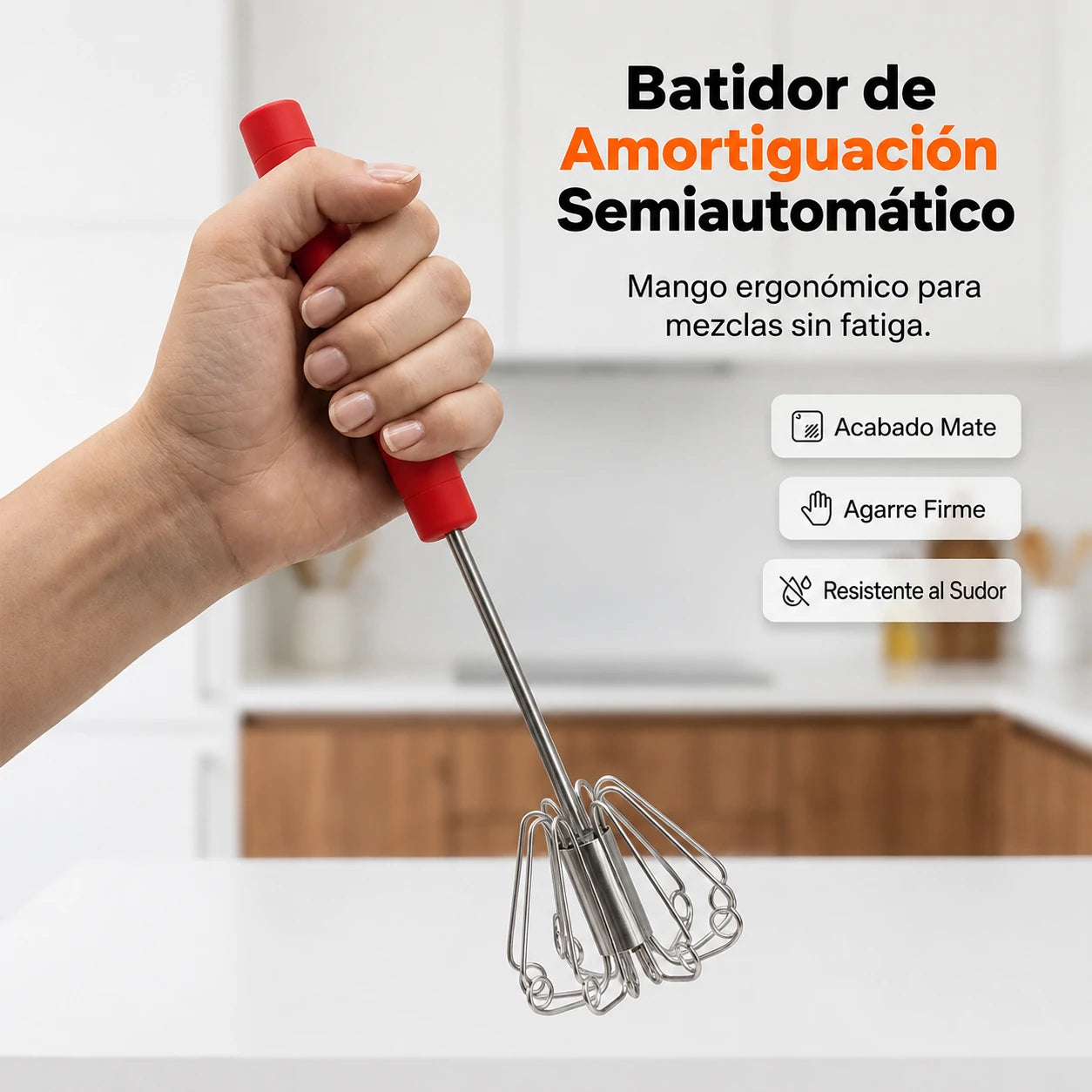 🥳Compra 1 y llévate 1 gratis🥳💞¡Más de 50.000 unidades vendidas!🥚💪 ¡50% de descuento! Batidor de huevos manual semiautomático: presiona y gira, sin electricidad. Bate huevos y nata en segundos. ¡Cuida tus muñecas! ✨🧁