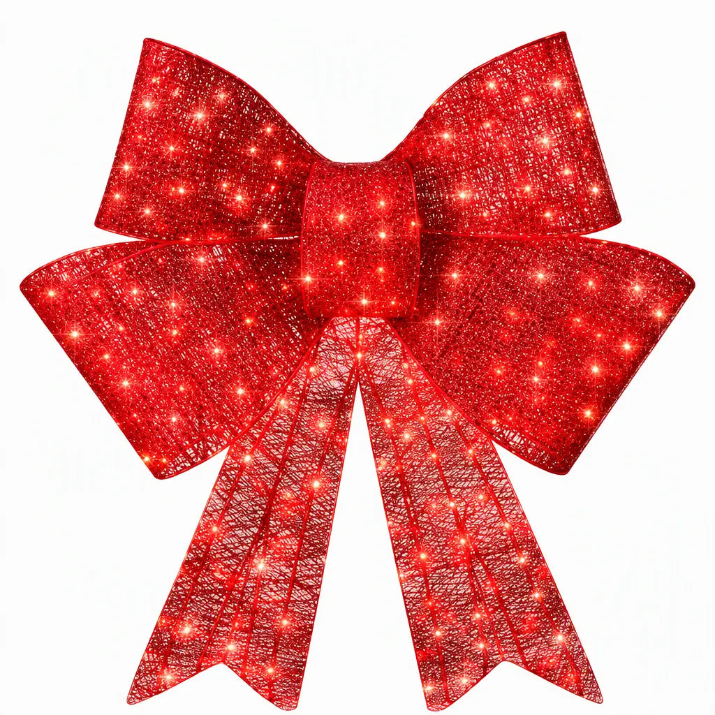 📢📢 ¡Oferta a mitad de precio! ✨【61cm*43cm*6cm】Lazo navideño extragrande para exteriores, impermeable, con luz incorporada