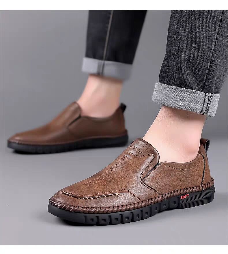 👞【39-44】2025 Pantofi sport casual pentru bărbați, din piele naturală, cu talpă moale, antiderapantă, respirabilă 