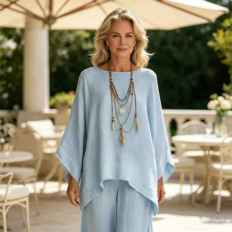 Conjunto de lino y algodón: camisa extragrande y pantalón de pierna ancha, estilo minimalista y moderno, tallas S-3XL
