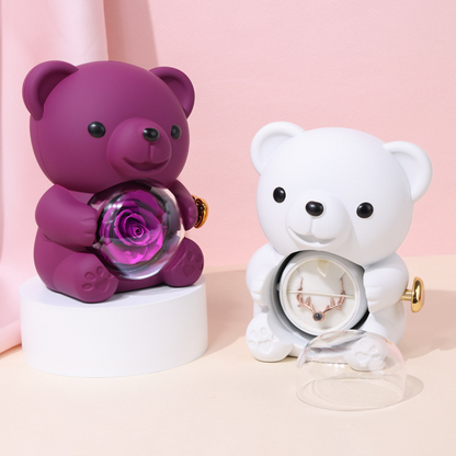 ✨Rozkošný plyšový medvedík s konzervovanou ružou - Plyšový medvedík ozdobený pravou ružou, v krásnej darčekovej krabičke - Romantický darček na Deň matiek, svadby, výročia, rozlúčky so slobodou, Vianoce a Valentína.