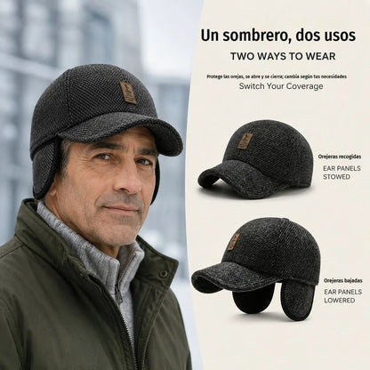 Nueva gorra de béisbol cálida para hombre, con protección para las orejas