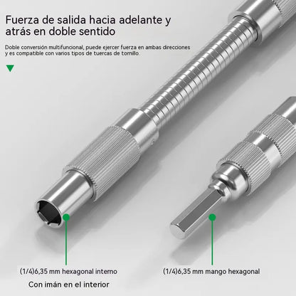 【Juego de 20 piezas】 Eje magnético flexible giratorio de 360° y 300 mm | Incluye 20 destornilladores de diferentes tamaños para acceder fácilmente a espacios reducidos.