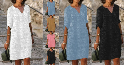 👗【S-5XL】【Koniec letného výpredaja】Bavlnené a ľanové šaty s kvetinovou potlačou