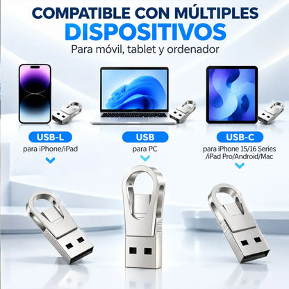 【2TB】💾 Pendrive USB 3.0 Doble Interfaz Tipo‑C 2TB, Almacenamiento para Teléfono y Computadora⚡